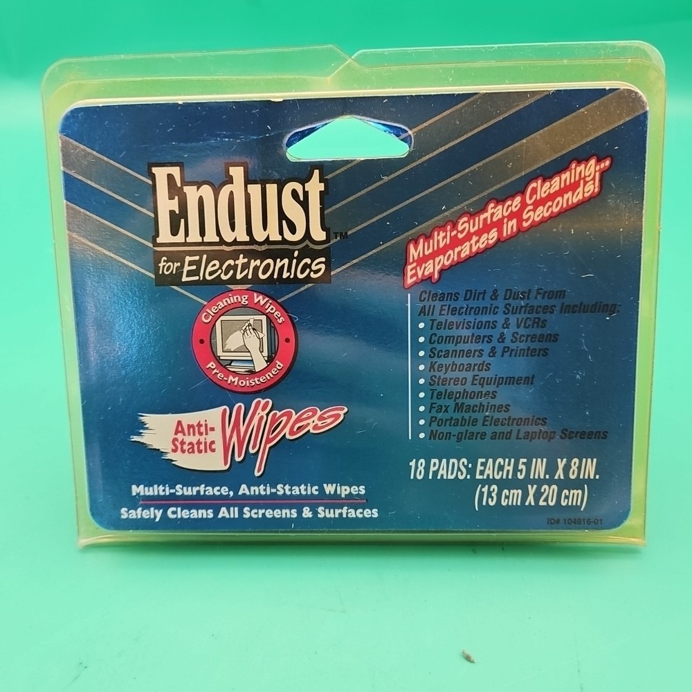 Vintage Endust Anti Static Electronic Wipes‎ 1996 90s New Deadstock